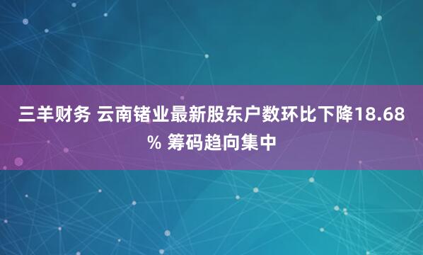 三羊财务 云南锗业最新股东户数环比下降18.68% 筹码趋向集中
