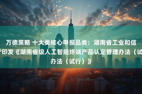 万德策略 十大类核心申报品类：湖南省工业和信息化厅印发《湖南省级人工智能终端产品认定管理办法（试行）》