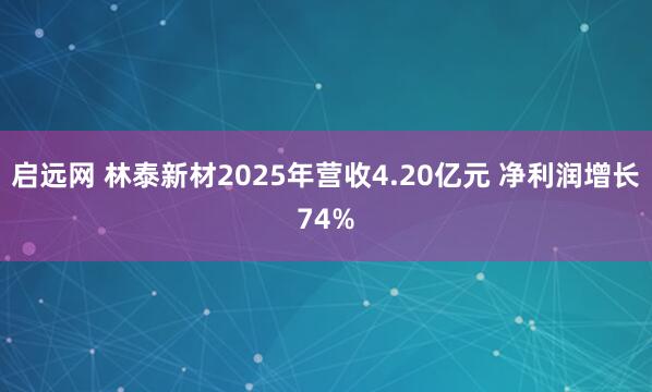 启远网 林泰新材2025年营收4.20亿元 净利润增长74%
