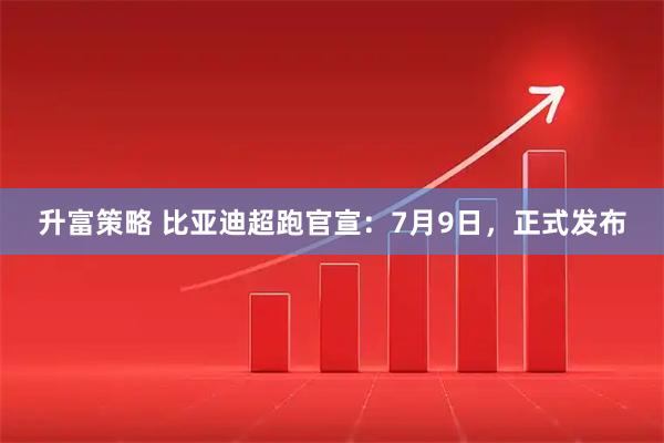 升富策略 比亚迪超跑官宣：7月9日，正式发布