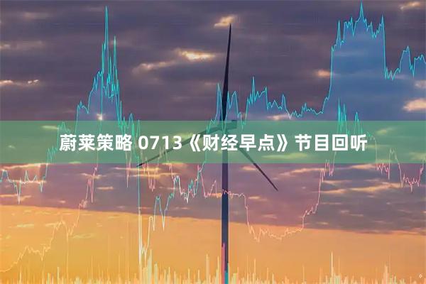 蔚莱策略 0713《财经早点》节目回听